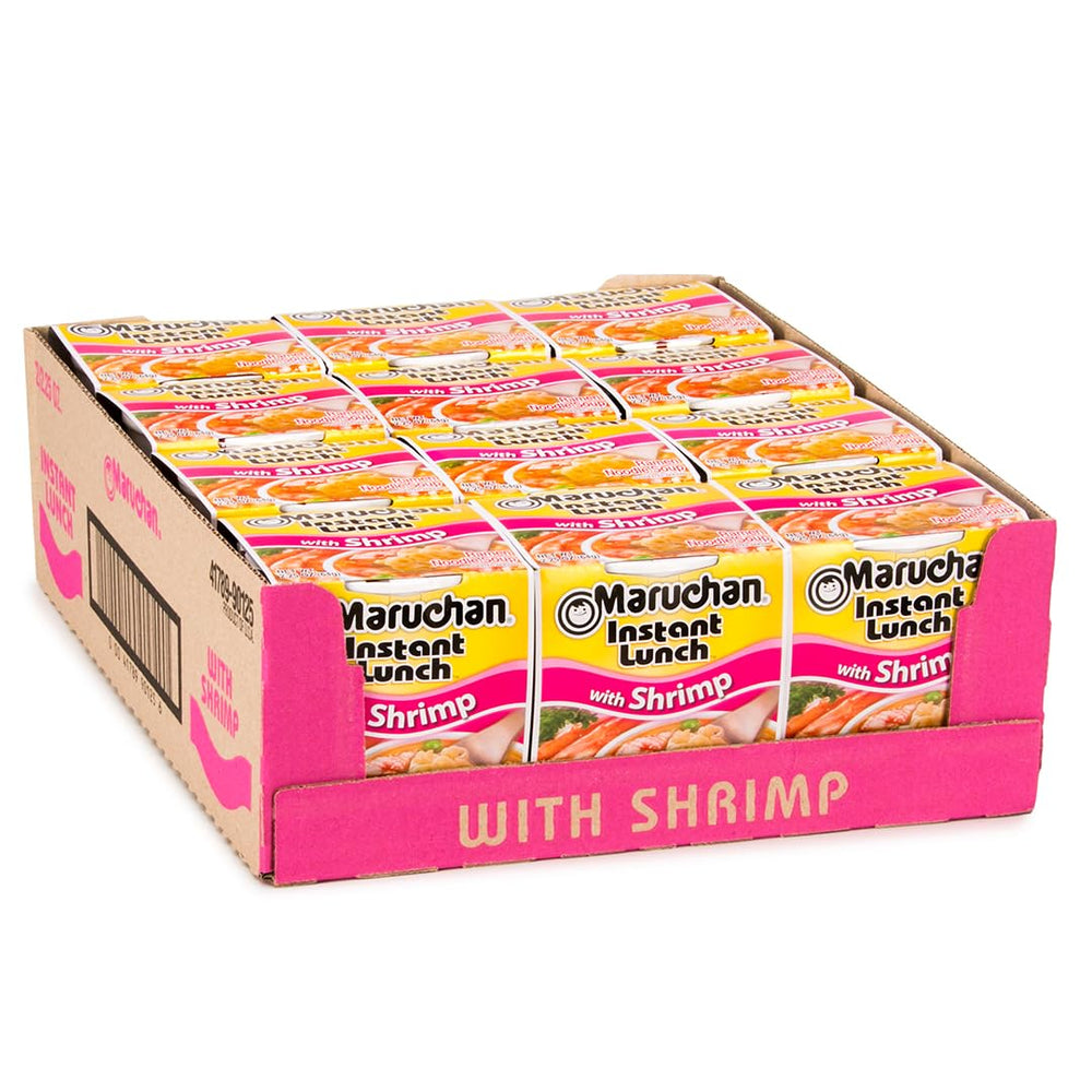Maruchan Shrimp Flavor Cup with closed lid, ready for a quick, comforting meal.
