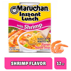 Real shrimp bites in Maruchan Shrimp Flavor Cup enhance every slurp and bite.