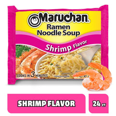 Maruchan Shrimp Ramen steaming bowl ready to enjoy in minutes