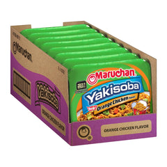 Maruchan Yakisoba Orange Chicken pack front, ideal for quick meals.
