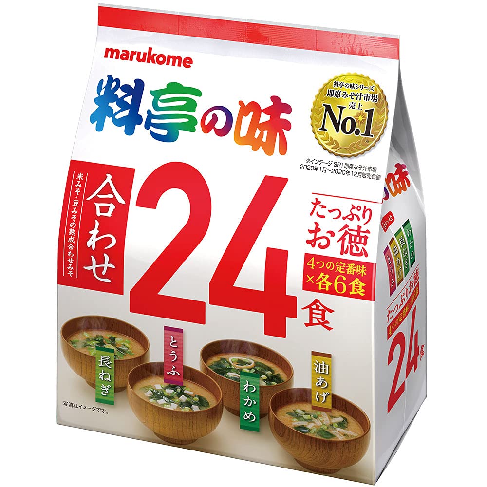 Marukome 24-meals miso soup value pack shown for quick home meals