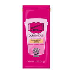 Marylou's Banana Nut Bread ground coffee in a 11oz pack ready to brew for cozy mornings.