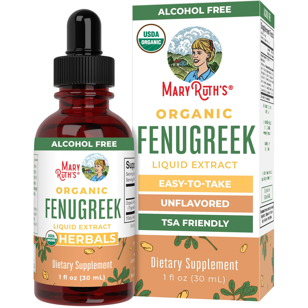 MaryRuth's fenugreek liquid extract bottle for easy daily use.