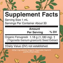 MaryRuth's fenugreek liquid extract dropper dispensing precise drops.