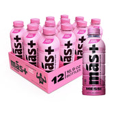 Más+ by Messi Miami Punch bottle showing natural flavors and electrolytes for on-the-go hydration