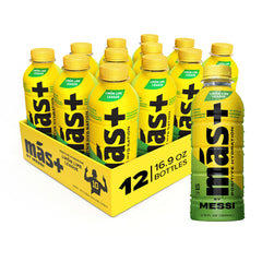 Mas+ by Messi Limón Lime League bottle pouring for refreshing hydration on the go