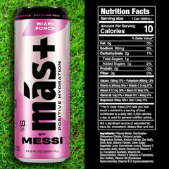 Más+ by Messi Miami Punch glass pour for on-the-go hydration.