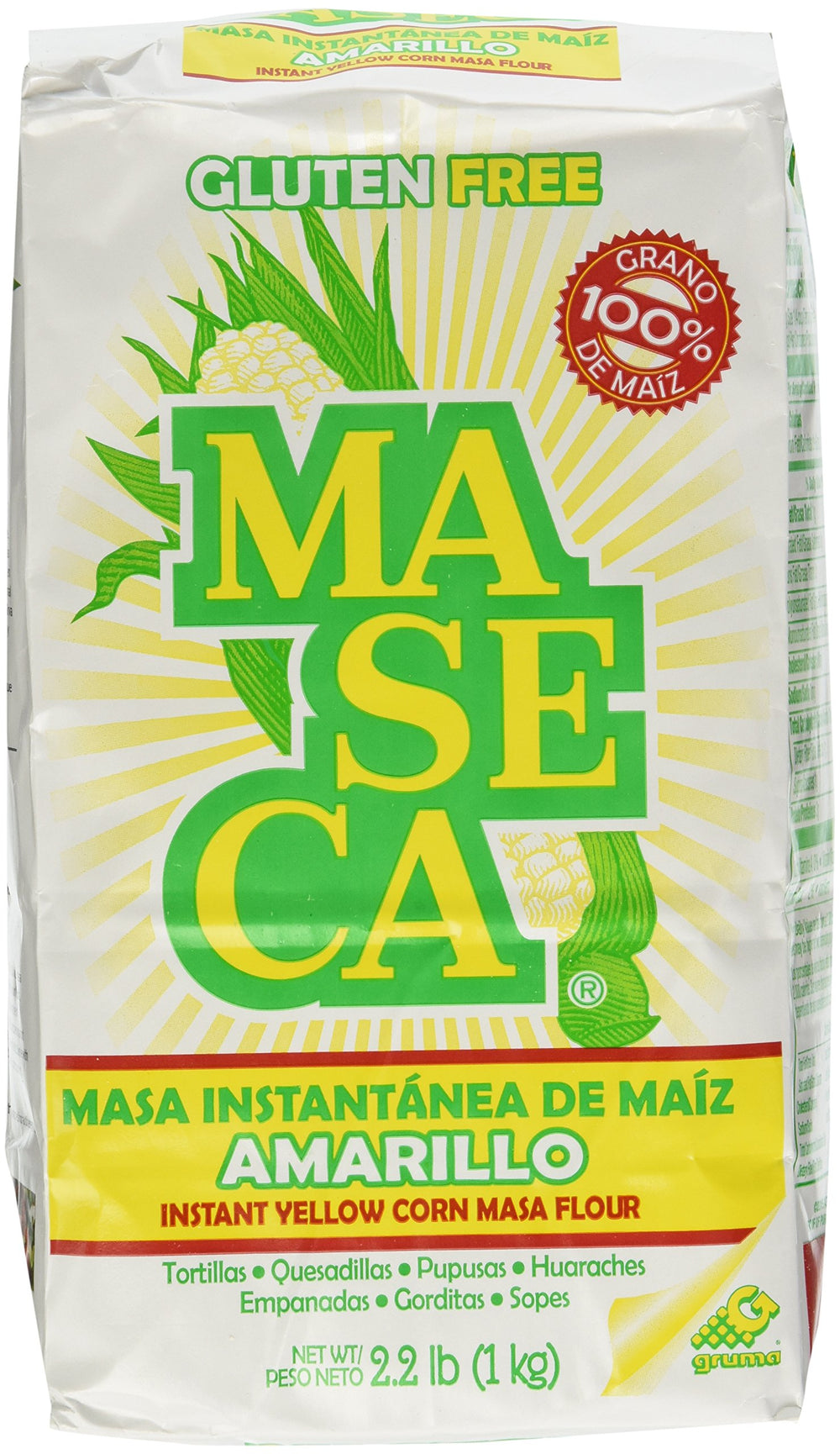 MASECA instant yellow corn masa flour bag, perfect for fresh tortillas at home