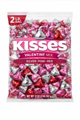 Mashbox Kises valentines chocolates foil-wrapped in pink, silver, and red for gifting.