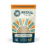 Maskal Teff Ivory grain in a resealable bag for gluten-free meals.