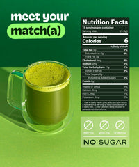 MATCHA DNA organic matcha powder tin side label with certification