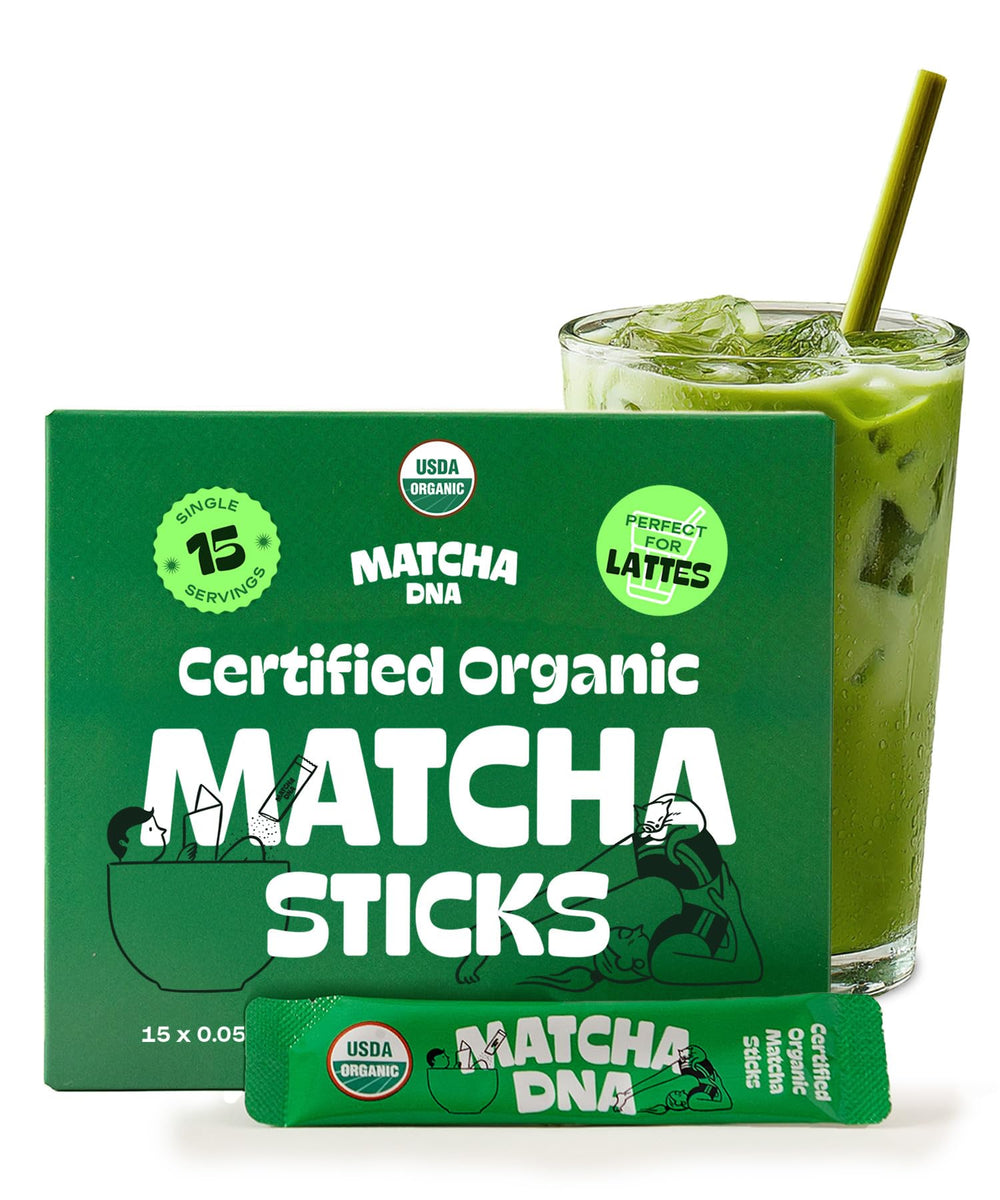 MATCHA DNA Organic Matcha Stick Pack for on-the-go energy and quick drinks.