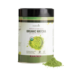 MatchAiA organic matcha powder tin front, ideal for premium lattes