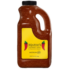 Mateo's Medium Salsa bottle front view highlighting all-natural flavor and pour-ready convenience