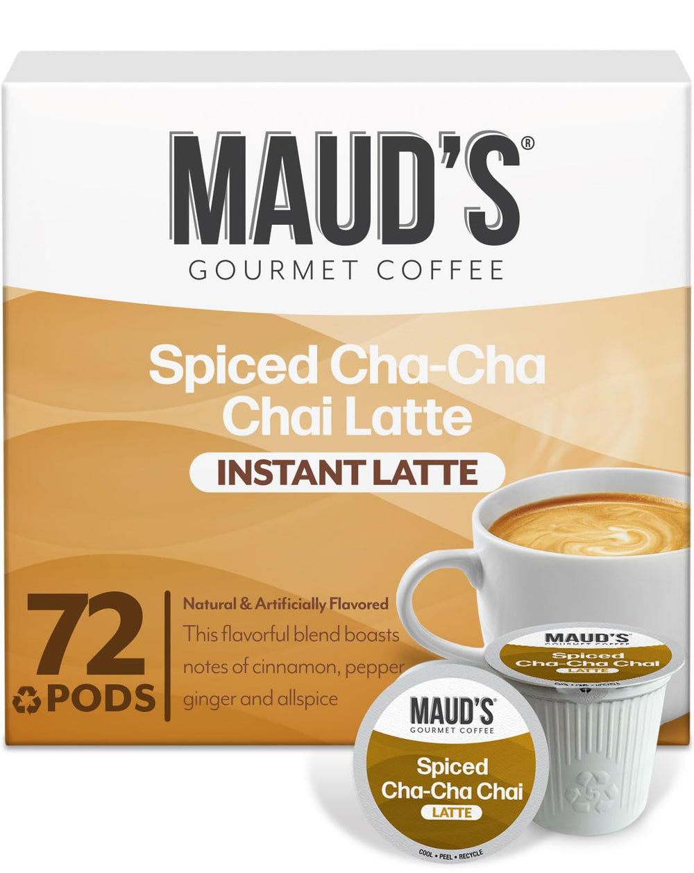 MAUD'S chai tea latte pods 72ct pack for quick, flavorful single-serve brews at home.