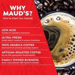 Maud's coffee pods brew fast in most single-serve brewers for busy mornings.