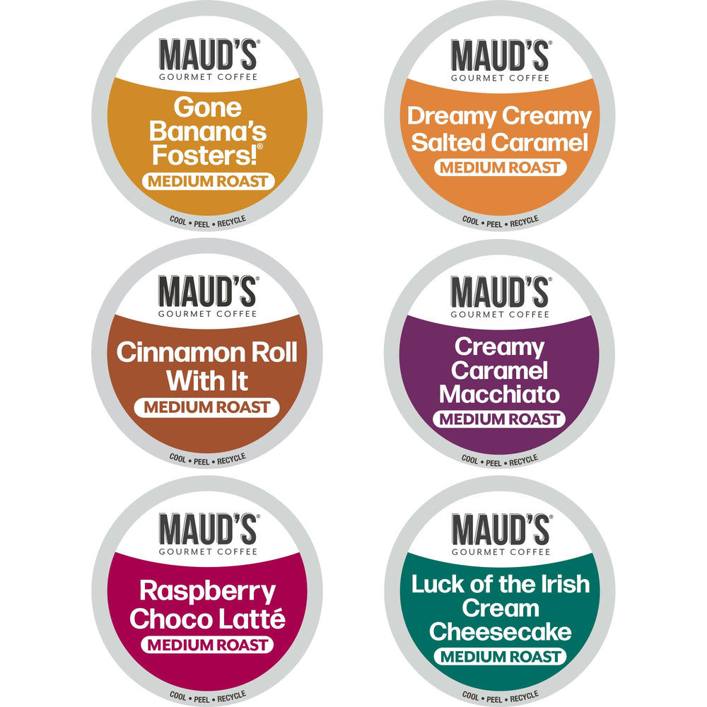 Maud's Creamy Caramel Macchiato pods for a smooth cafe-style cup at home.