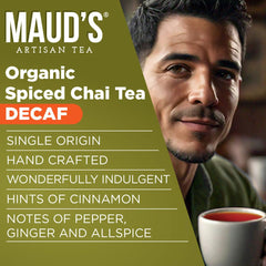 Maud's Decaf Chai Pods Keurig compatibility image emphasizes easy brewing with K-Cup machines.