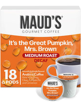 Maud's decaf pumpkin spice pods in box, convenient mornings with rich flavor