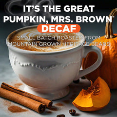 Maud's decaf pumpkin spice pods closeup highlighting autumnal aroma and spice notes