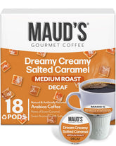 Maud's Decaf Salted Caramel pods in a box for quick, flavorful mornings