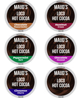 Maud's Flavored Hot Chocolate Variety Pack box, ideal for cozy mornings.