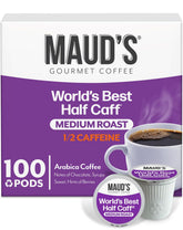 Maud's Half Caff pods close-up showing half-caffeine option