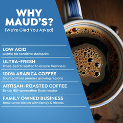 Maud's Keurig-compatible pods visual illustrating easy single-serve use.