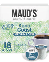 Maud's Kona coffee pods package showing premium, eco-conscious packaging for easy brewing