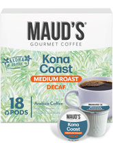 Maud's Kona decaf pods packaging showcases sustainability and convenience.