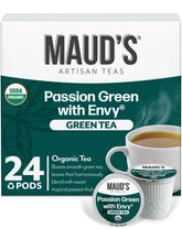 Maud's Passion Green Tea Pods 24-pack ready for home brews.