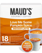Maud's pumpkin spice latte pods box on a kitchen counter for cozy mornings