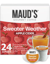 Maud's Sweater Weather pods in a 24-count pack for cozy, cafe-style cider at home.