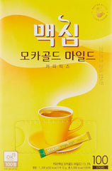 Maxim Mocha Gold Mild Coffee Mix ingredients label shows classic Korean instant coffee.