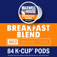Aromas rise from a steaming Maxwell House Breakfast Blend cup.