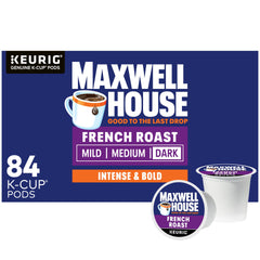 Maxwell House French Roast K-Cup pods for bold mornings.
