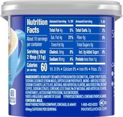 Maxwell House International French Vanilla Sugar Free canister demonstrates resealable freshness