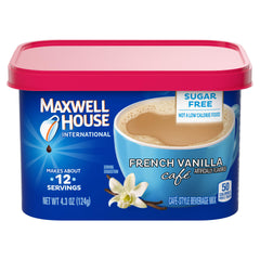 MAXWELL HOUSE sugar-free French Vanilla coffee canister for quick cafe-style beverages
