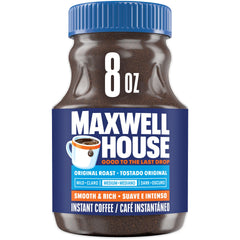 MAXWELL HOUSE Original Roast instant coffee jar front showing classic label for quick recognition