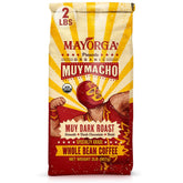 Mayorga Muy Macho roast bag front showing bold organic packaging for a strong brew