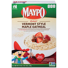 Maypo Vermont Style Maple Oatmeal box showing 19 oz package for quick breakfasts