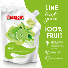Mazzoni Real Lime Juice pour captures bright citrus pour over ice for refreshing drinks.