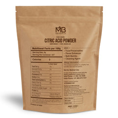 MB Herbals Citric Acid Powder dissolves in water for quick tartness in recipes.