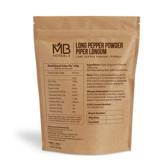 Close-up of MB Herbals long pepper powder texture for Indian curries.