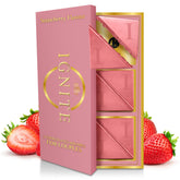 Ignite strawberry chocolate square closeup reveals rich cocoa with fruity strawberry notes.