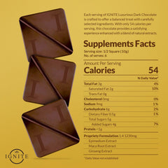 MBDH Wellness Ignite dark chocolate bar closeup highlighting velvety 60% cacao