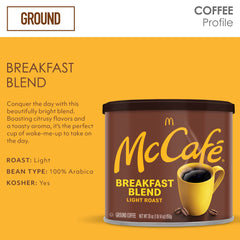 Package close-up highlighting McCafe Breakfast Blend label and quality packaging.