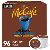 McCafé Colombian K-Cup pods pack shot for easy, hassle-free morning coffee.
