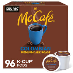 McCafé Colombian K-Cup pods pack shot for easy, hassle-free morning coffee.