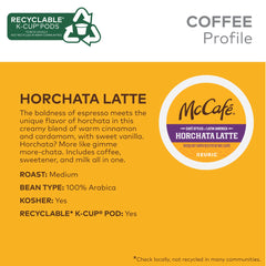 McCafé K-Cup pod closeup highlighting Horchata flavor in a single-serve pod.